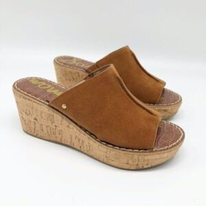 SAM EDELMAN Ranger Brown Suede Platform Sandal